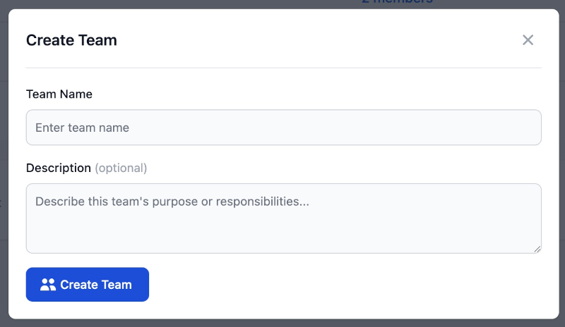 New Team Dialog
