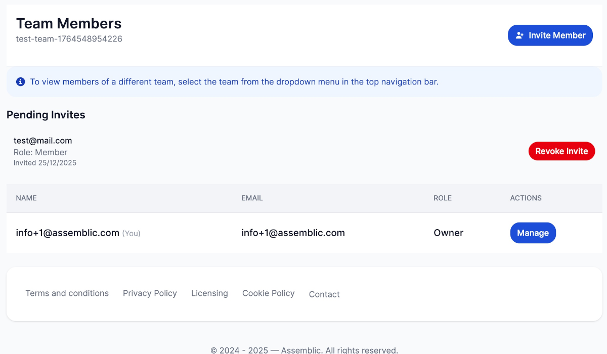 Team Context Dropdown
